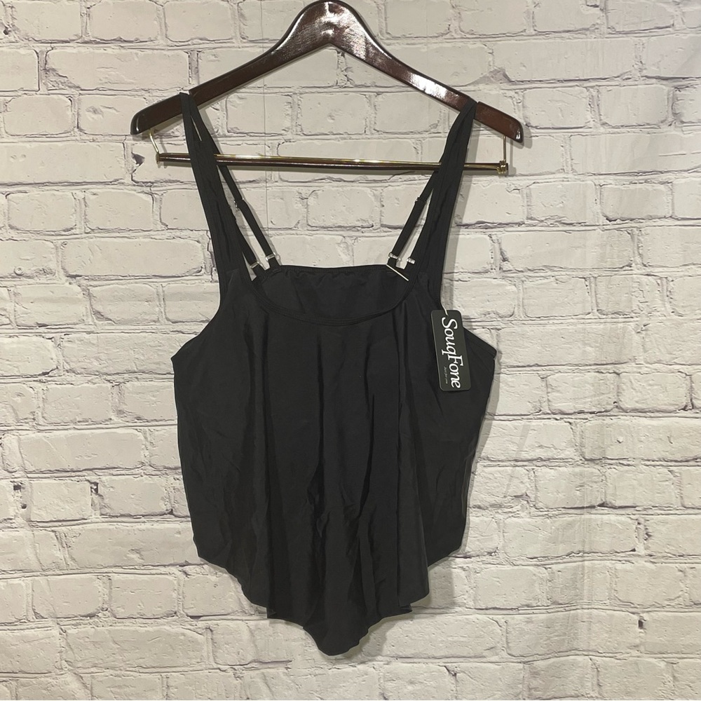 SouqFone Ruffled Flounce Bikini Top Black